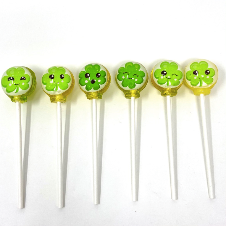 Silly Kawaii Shamrock Lollipops 6-piece set by I Want Candy!