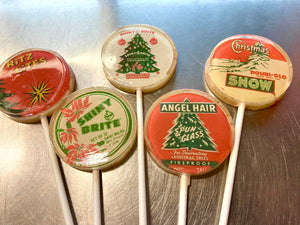 Vintage Tinsel Box Top Lollipops 5-piece set by I Want Candy!