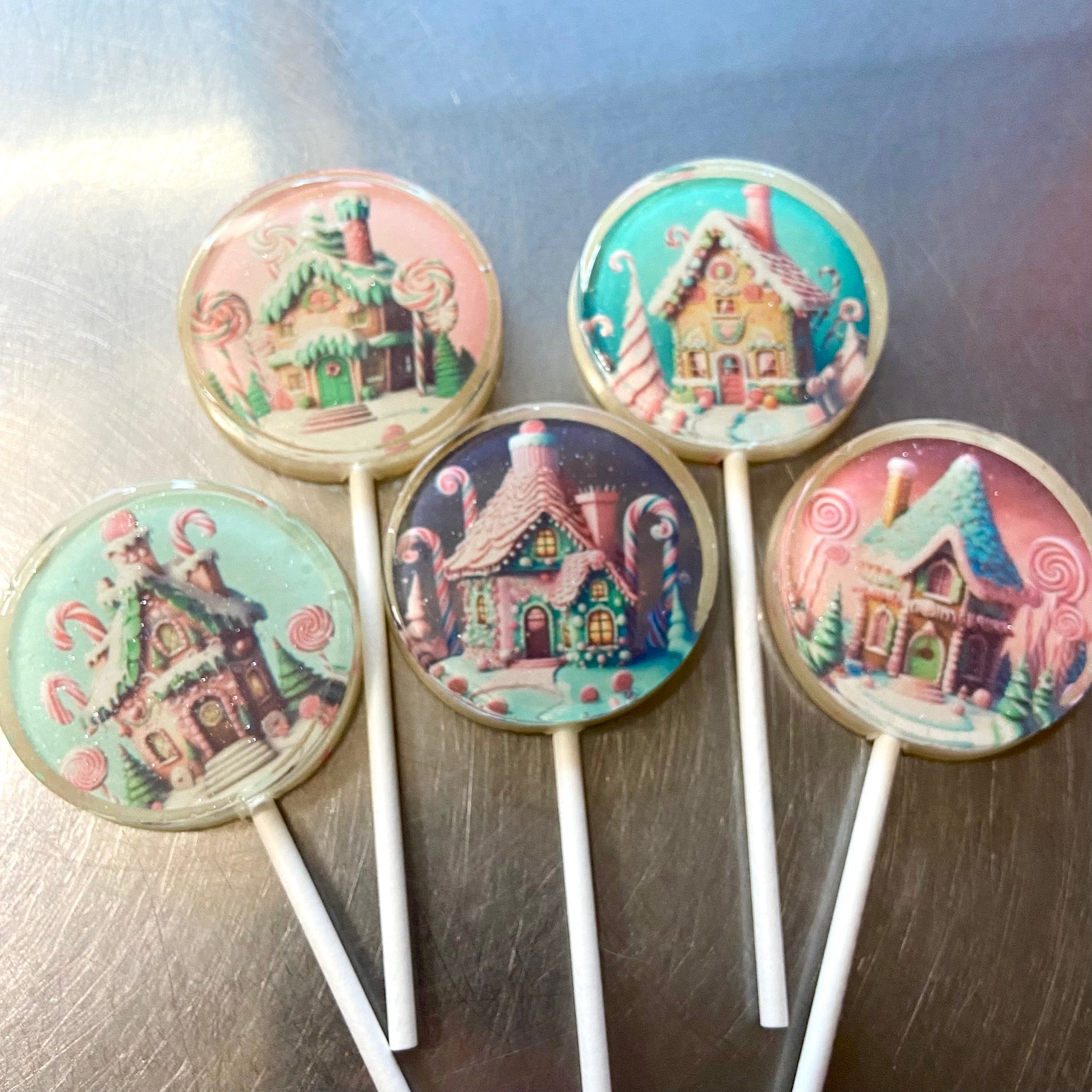 Gingerbread House Lollipops 5-piece set by I Want Candy!