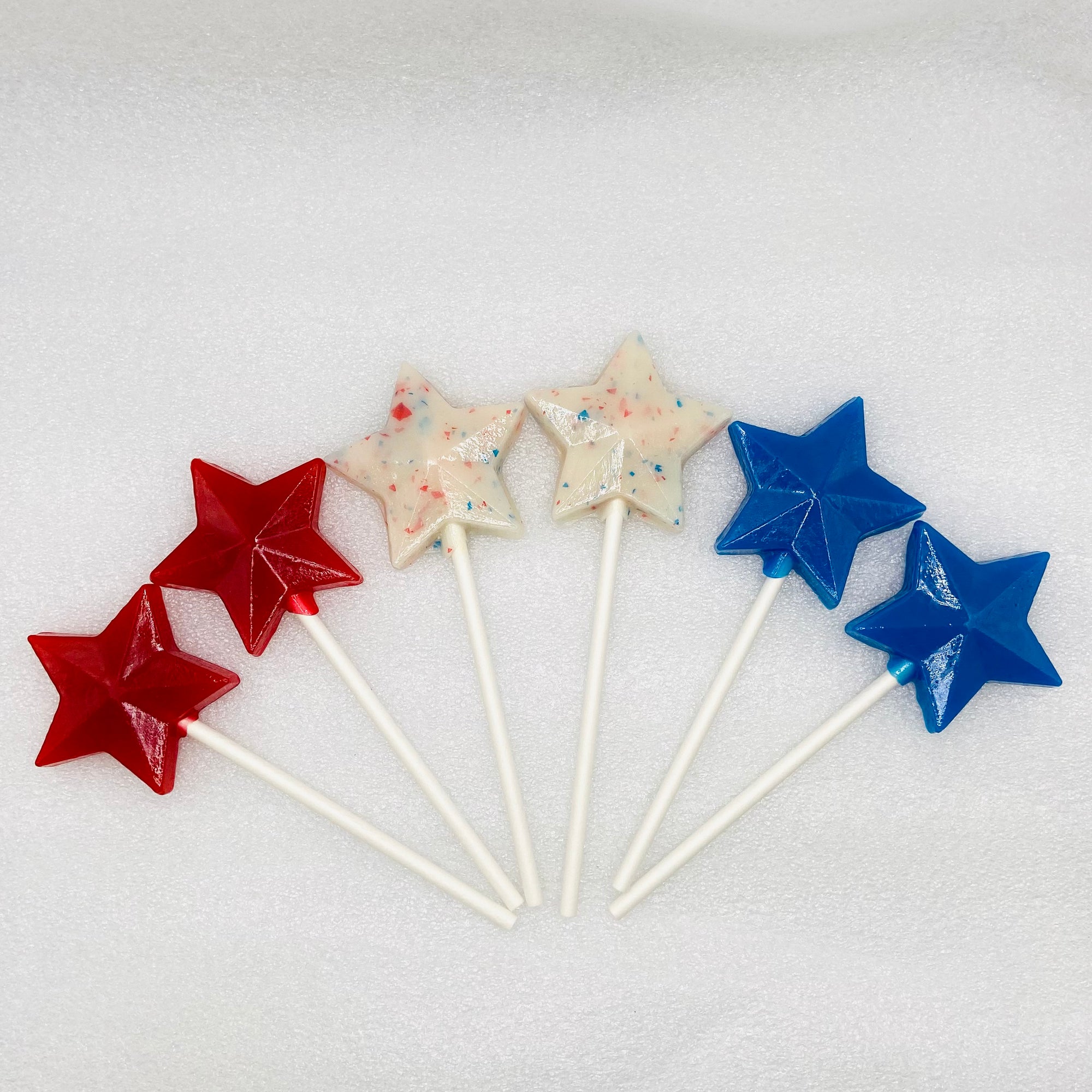 Red, White & Blue Star Lollipops 10-piece set by I Want Candy!