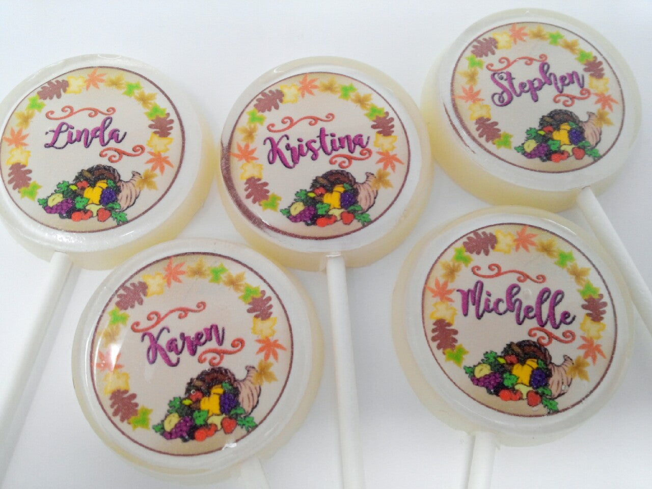 Thanksgiving Place Card Lollipops 5-piece set by I Want Candy!