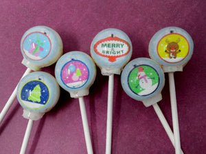 Merry and Bright Ornament Lollipops 6-piece set by I Want Candy!