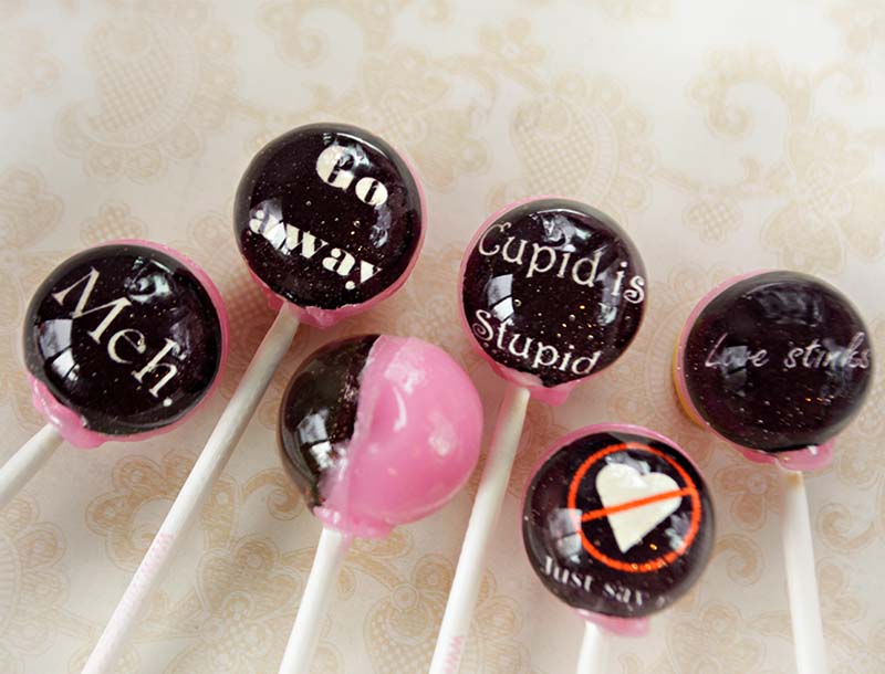 Anti-Valentine's Day Lollipops 6-piece set by I Want Candy!