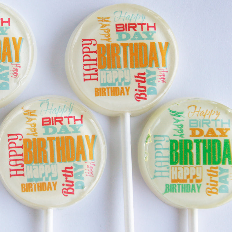 Subway Art Happy Birthday Celebration Lollipops 5-piece set by I Want Candy!